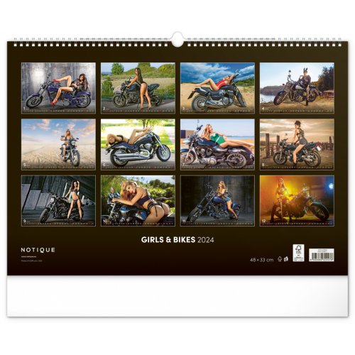 Nástěnný kalendář Girls & Bikes 2024, 48 × 33 cm - obrázek