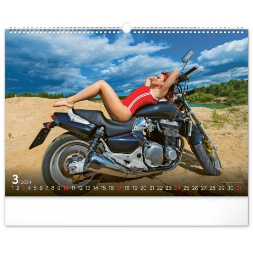 Nástěnný kalendář Girls & Bikes 2024, 48 × 33 cm - obrázek