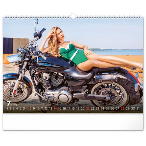 Nástěnný kalendář Girls & Bikes 2024, 48 × 33 cm - obrázek