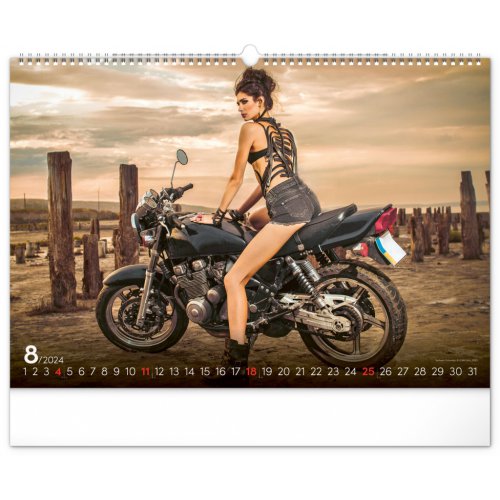 Nástěnný kalendář Girls & Bikes 2024, 48 × 33 cm - obrázek