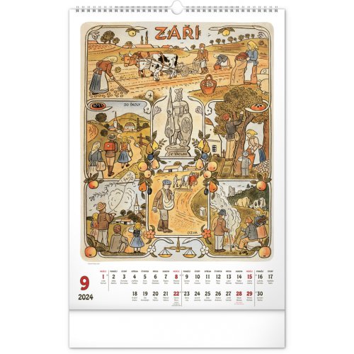 Nástěnný kalendář Josef Lada – Měsíce 2024, 33 × 46 cm - obrázek