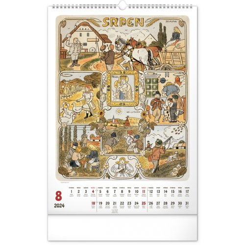 Nástěnný kalendář Josef Lada – Měsíce 2024, 33 × 46 cm - obrázek