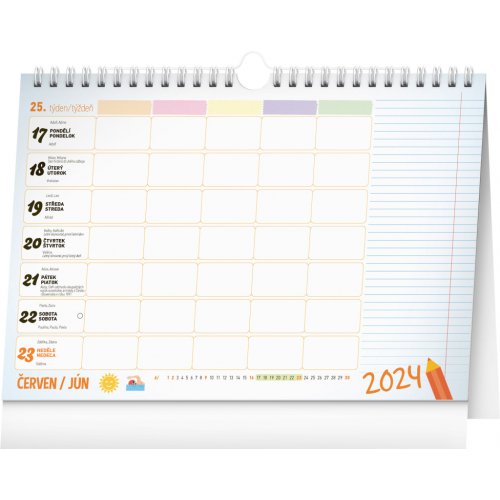 Týdenní rodinný plánovací kalendář s háčkem 2024, 30 × 21 cm - obrázek