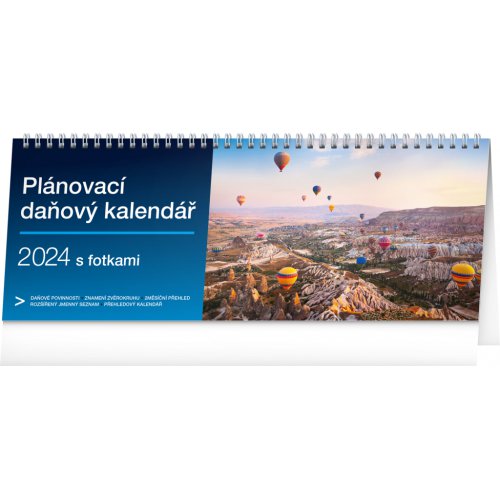 Stolní kalendář Plánovací daňový s fotkami 2024, 33 × 12,5 cm