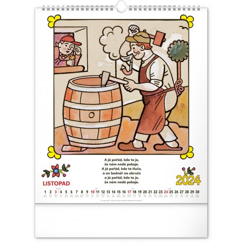 Nástěnný kalendář Josef Lada – Říkadla 2024, 30 × 34 cm - obrázek