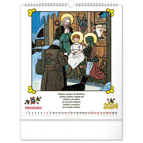 Nástěnný kalendář Josef Lada – Říkadla 2024, 30 × 34 cm - obrázek