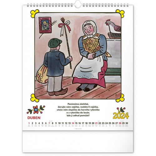 Nástěnný kalendář Josef Lada – Říkadla 2024, 30 × 34 cm - obrázek
