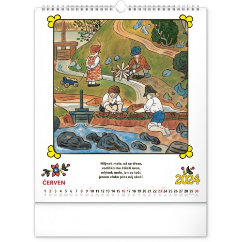 Nástěnný kalendář Josef Lada – Říkadla 2024, 30 × 34 cm - obrázek