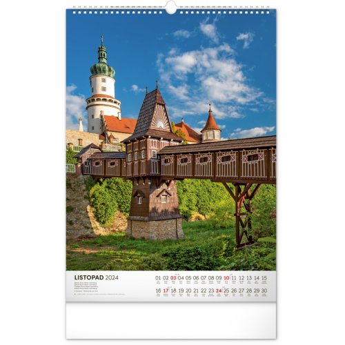 Nástěnný kalendář Hrady a zámky 2024, 33 × 46 cm - obrázek