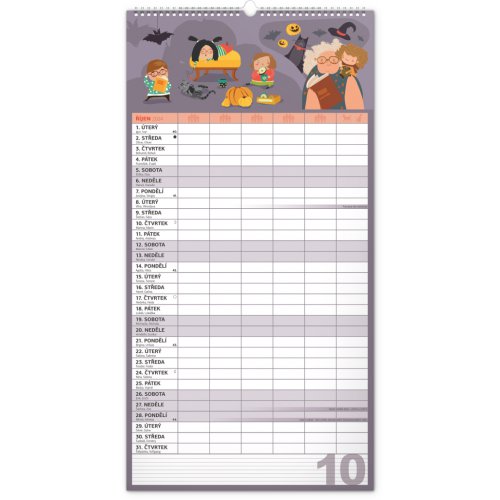Nástěnný kalendář Rodinný plánovací XXL 2024, 33 × 64 cm - obrázek