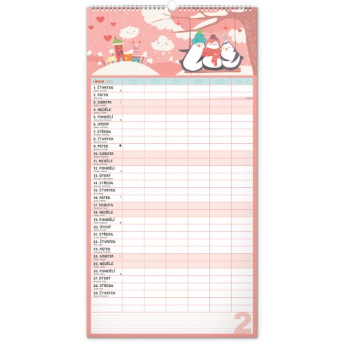 Nástěnný kalendář Rodinný plánovací XXL 2024, 33 × 64 cm - obrázek