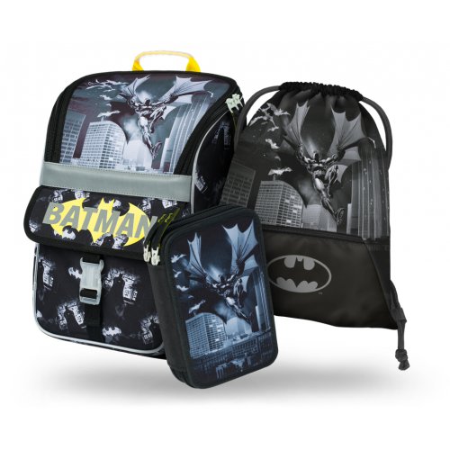 Školní set BAAGL 3 Zippy Batman Dark City: batoh, penál, sáček