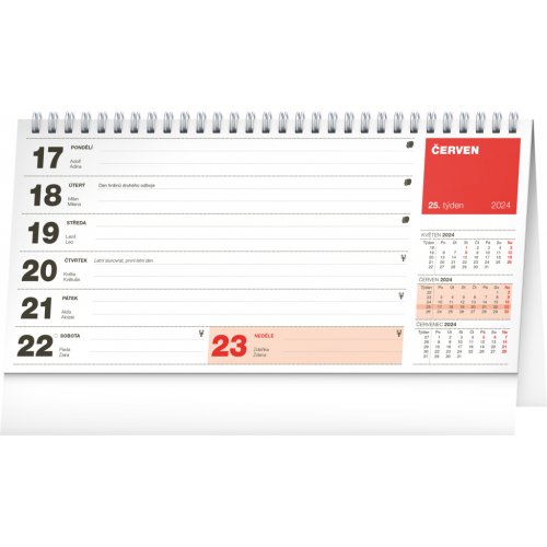 Stolní kalendář Plánovací řádkový 2024, 25 × 12,5 cm - obrázek