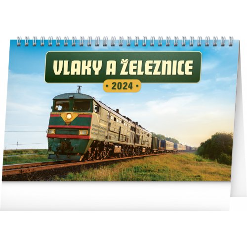 Stolní kalendář Vlaky a železnice 2024, 23,1 × 14,5 cm