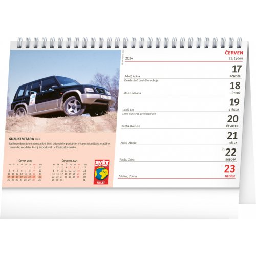 Stolní kalendář Svět motorů – Auta, která jsme milovali 2024, 23,1 × 14,5 cm - obrázek
