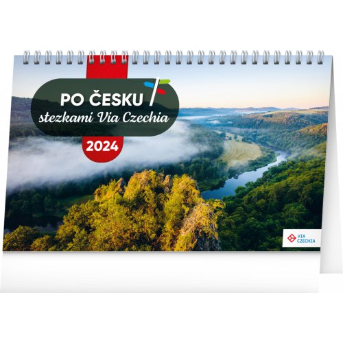 Stolní kalendář Po Česku stezkami Via Czechia 2024, 23,1 × 14,5 cm