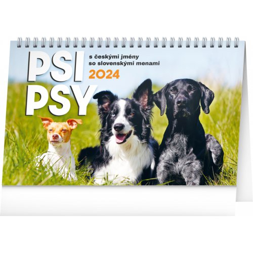 Stolní kalendář Psi – Psy CZ/SK 2024, 23,1 × 14,5 cm