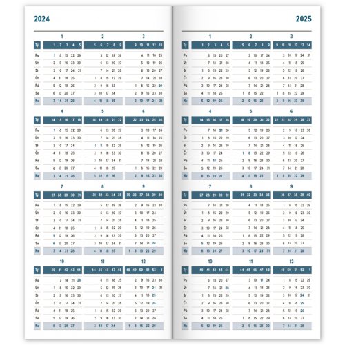Kapesní diář Modrý 2024, plánovací měsíční, 8 × 18 cm - obrázek