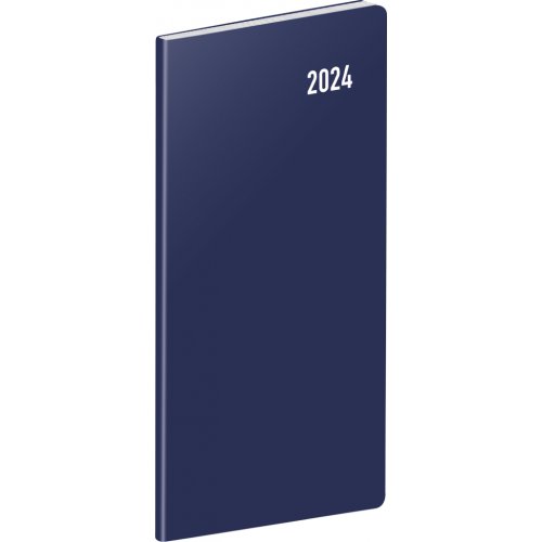 Kapesní diář Modrý 2024, plánovací měsíční, 8 × 18 cm