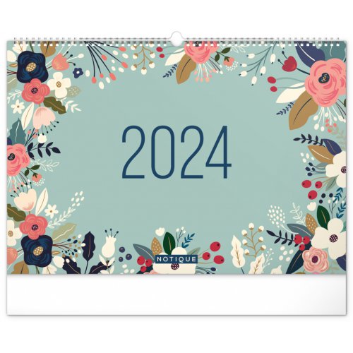 Nástěnný plánovací kalendář Květy 2024, 48 × 33 cm