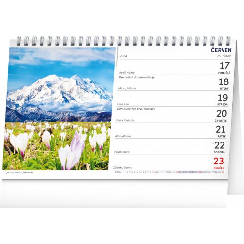 Stolní kalendář Až na vrcholky hor 2024, 23,1 × 14,5 cm - obrázek