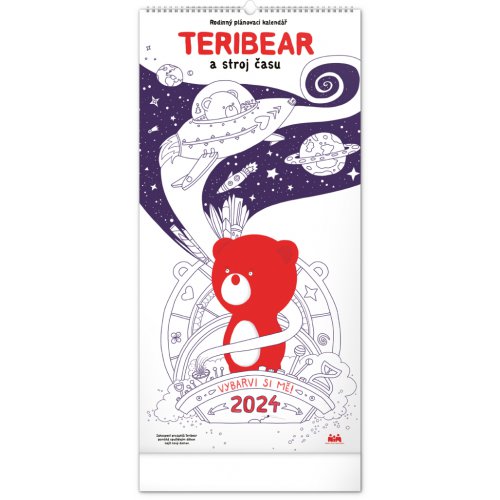Rodinný plánovací kalendář TERIBEAR 2024, 21 × 42 cm
