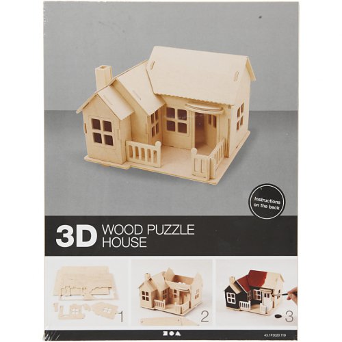 DŮM S TERASOU 3D dřevěná stavebnice - obrázek