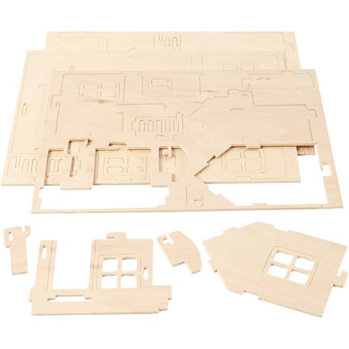 DŮM S TERASOU 3D dřevěná stavebnice - obrázek