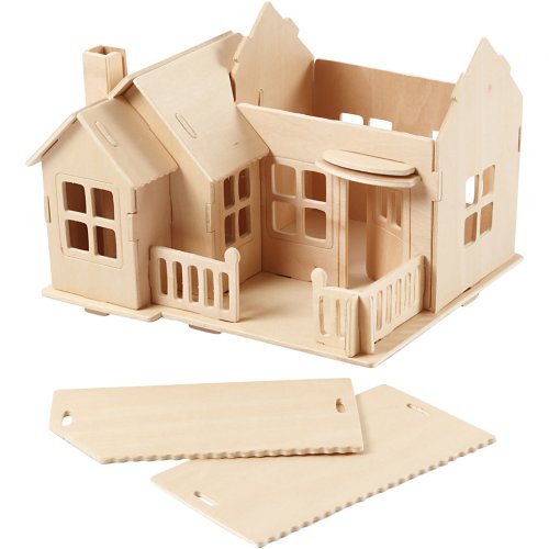 DŮM S TERASOU 3D dřevěná stavebnice - obrázek