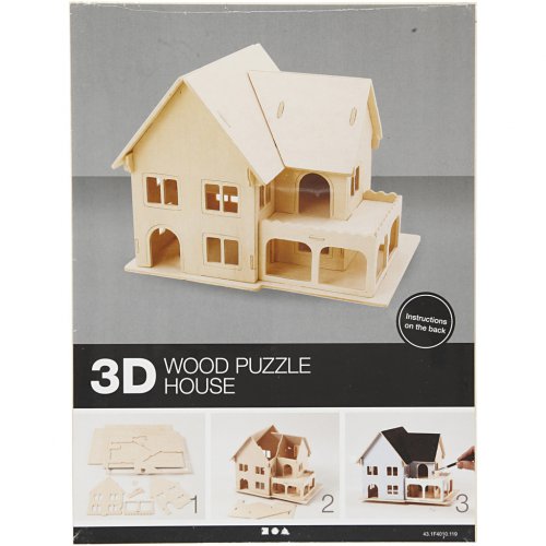 DŮM S VERANDOU 3D dřevěná stavebnice - obrázek