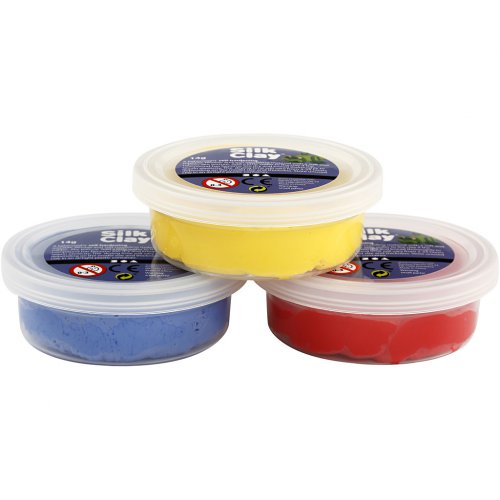 Silk Clay hedvábná modelovací hmota SADA 3 barev - MODRÁ, ČERVENÁ, ŽLUTÁ - obrázek