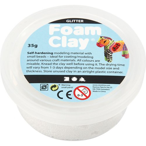 Samotvrdnoucí modelovací pěnová kuličková hmota Foam Clay 35g BÍLÁ TŘPYTIVÁ - obrázek