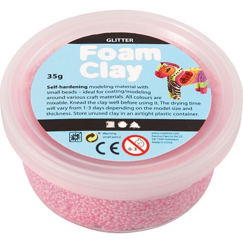 Samotvrdnoucí modelovací pěnová hmota Foam Clay GLITTER SVĚTLÁ ČERVENÁ