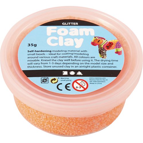 Samotvrdnoucí modelovací pěnová hmota Foam Clay GLITTER ORANŽOVÁ