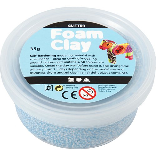 Samotvrdnoucí modelovací pěnová hmota Foam Clay GLITTER SVĚTLÁ MODRÁ