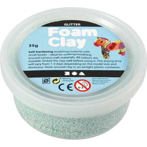 Samotvrdnoucí modelovací pěnová hmota Foam Clay GLITTER SVĚTLÁ ZELENÁ