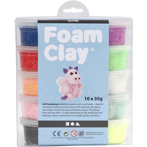 Foam Clay SADA GLITTER 10 barev
