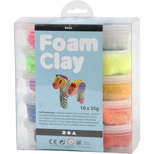 Samotvrdnoucí modelovací pěnová hmota Foam Clay SADA 10 barev