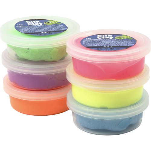 Silk Clay hedvábná modelovací hmota sada  6 barev NEONOVÉ BARVY