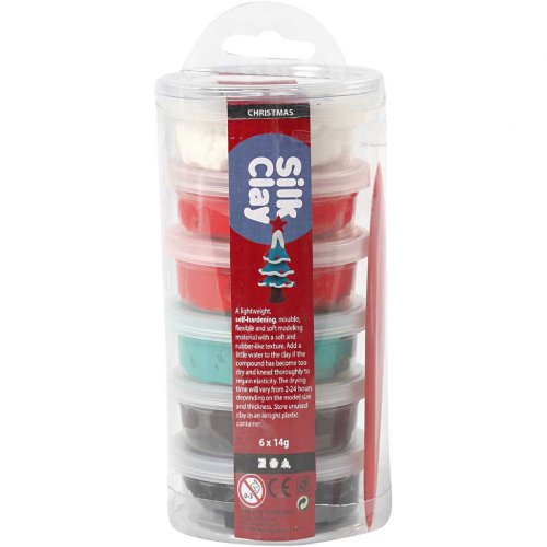 Silk Clay hedvábná modelovací hmota SADA 6 barev VÁNOČNÍ BARVY - obrázek