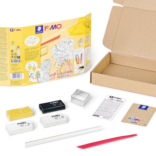Fimo Soft sada Jak vyrobit MRAMOROVÝ EFEKT - 8025_HTC5_obsah.jpg
