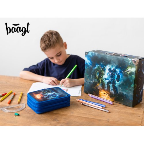 Školní penál třípatrový BAAGL Roboti - obrázek