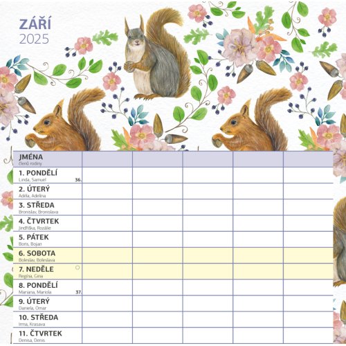 Rodinný plánovací kalendář 2025 - 30 x 30 cm - obrázek