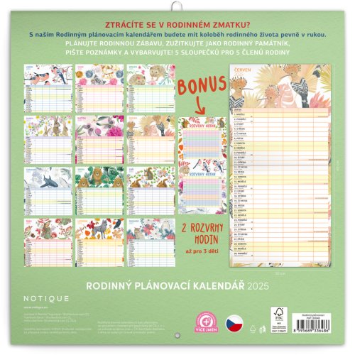 Rodinný plánovací kalendář 2025 - 30 x 30 cm - obrázek