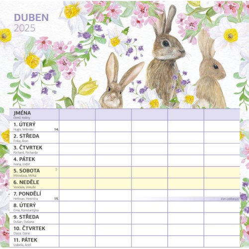 Rodinný plánovací kalendář 2025 - 30 x 30 cm - obrázek