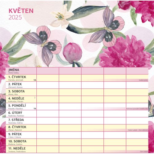 Rodinný plánovací kalendář 2025 - 30 x 30 cm - obrázek