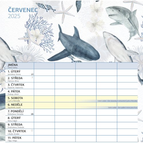 Rodinný plánovací kalendář 2025 - 30 x 30 cm - obrázek