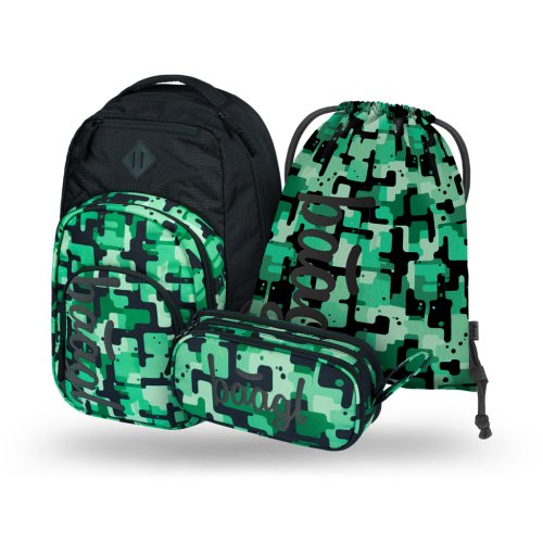 Školní set Coolmate ZELENÁ - batoh, penál, sáček