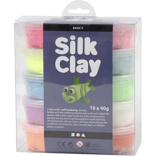 Silk Clay hedvábná modelovací hmota SADA 10 barev NEONOVÉ BARVY - obrázek