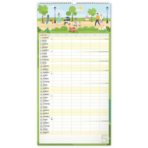Nástěnný kalendář Rodinný plánovací XXL 2025 - 33 x 64 cm - obrázek